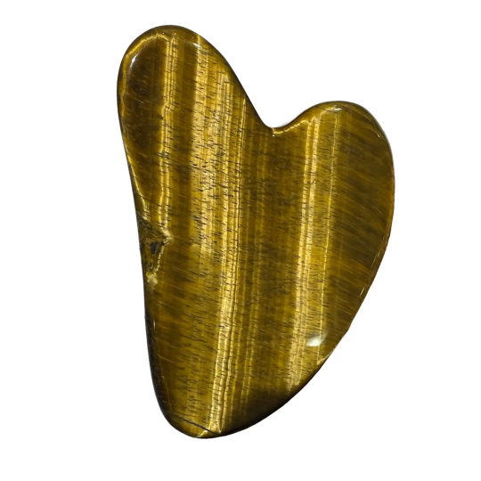 Gua Sha Herz aus Tigerauge Naturstein