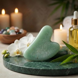 Gua Sha Herz aus grünem Aventurin